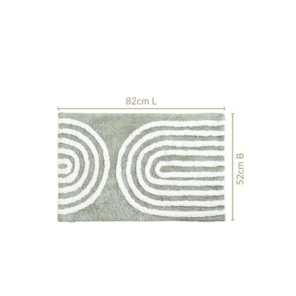 Sage Green Tufted Cotton Anti Slip Floor Mat 82x52cm