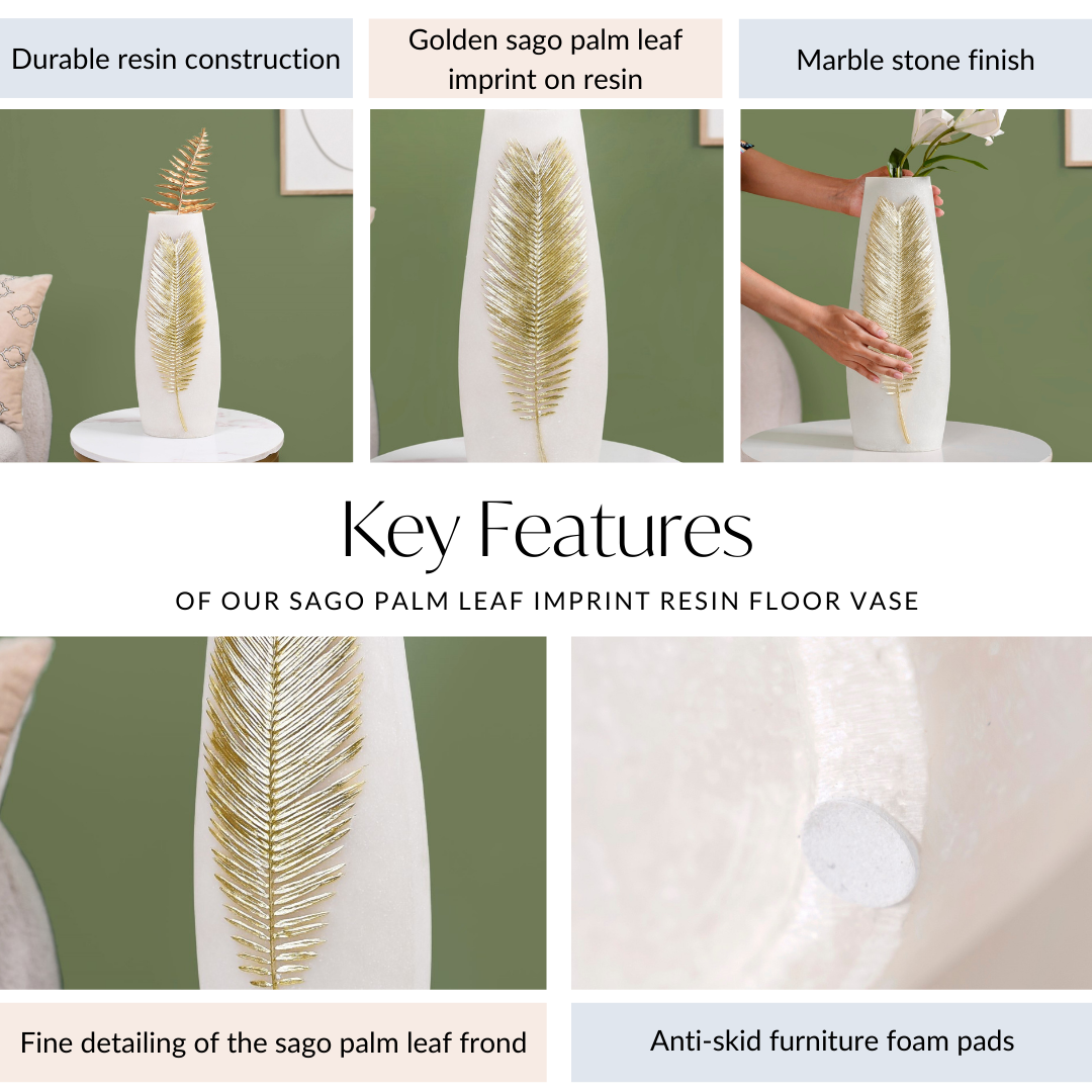 Sago Palm Leaf Imprint Floor Vase