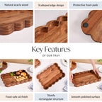 Scallop Acacia Wood Rectangle Serving Platter 38x26cm