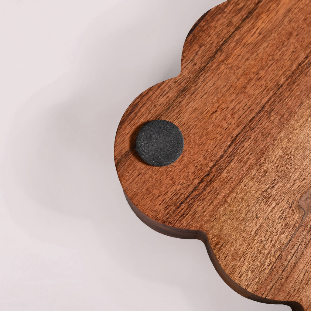 Scallop Acacia Wood Rectangle Serving Platter 38x26cm