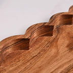 Scallop Acacia Wood Rectangle Serving Platter 38x26cm