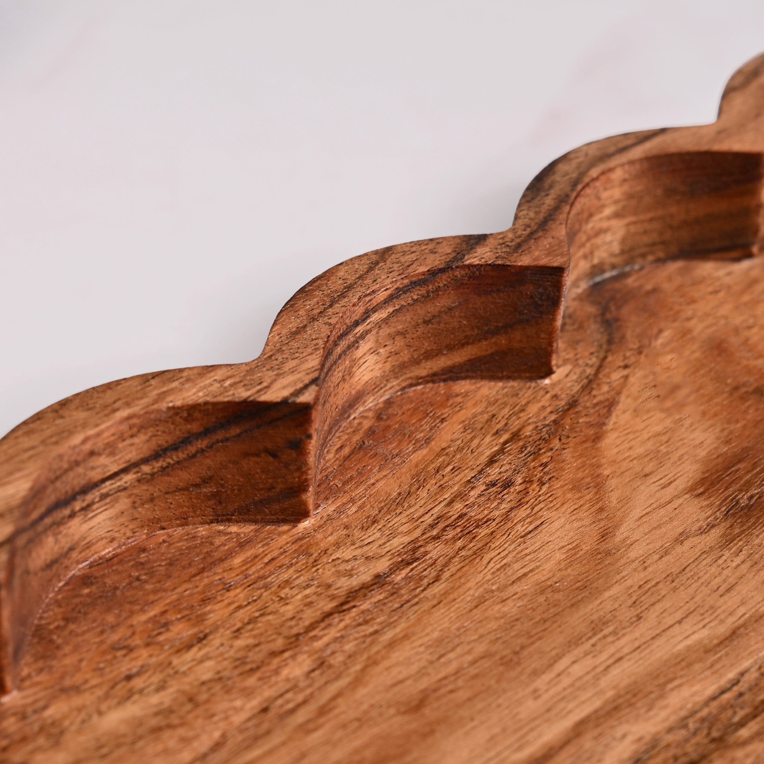 Scallop Acacia Wood Rectangle Serving Platter 38x26cm