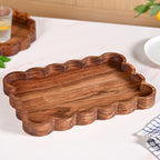 Scallop Acacia Wood Rectangle Serving Platter 38x26cm