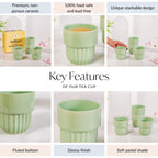 Serene Sage Stackable Ceramic Cup Set Of 4 280ml
