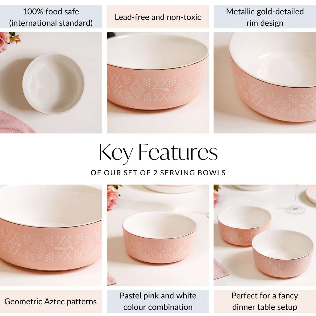 Azo Pink Serving Bowl Set Of 2 1140ml
