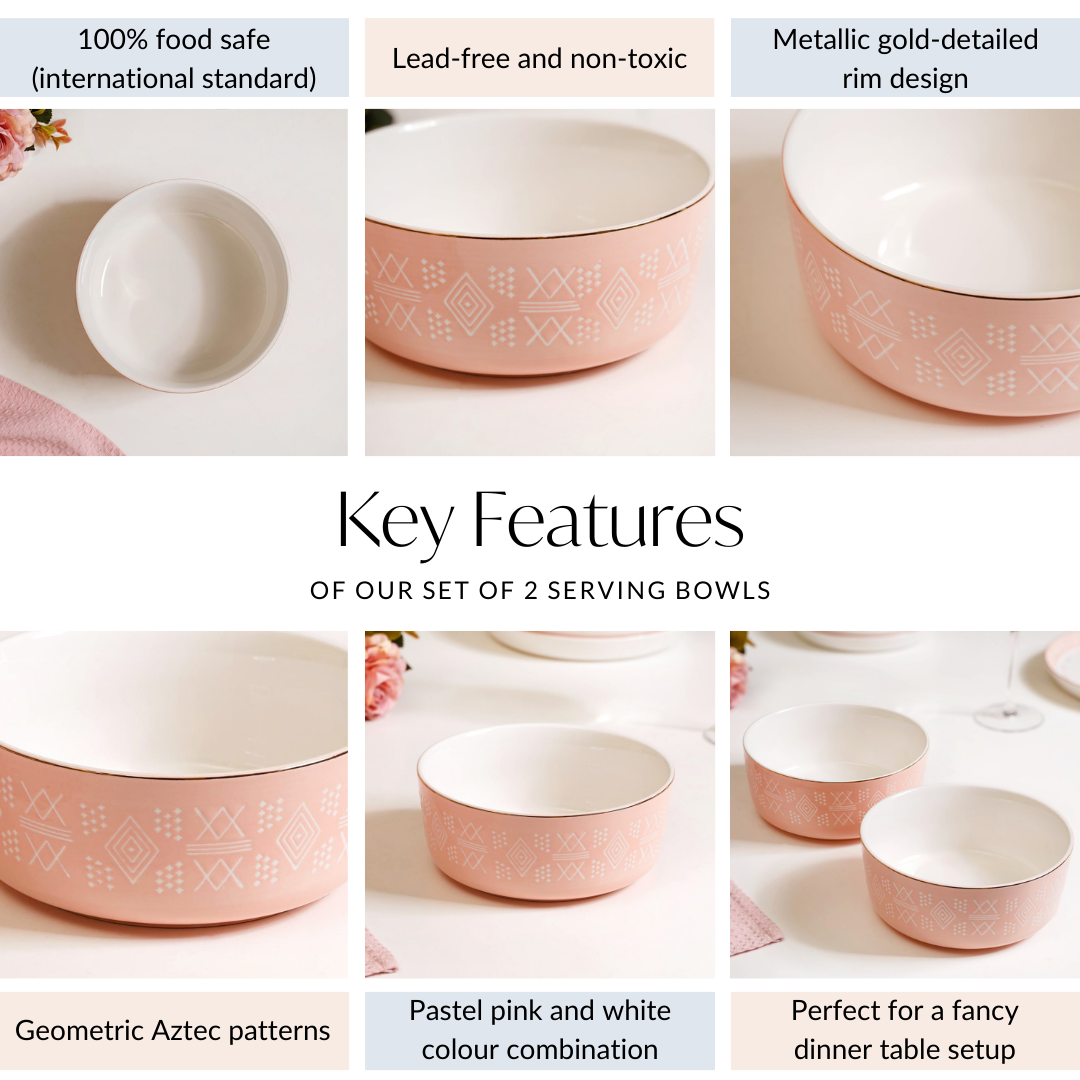 Azo Pink Serving Bowl Set Of 2 1140ml