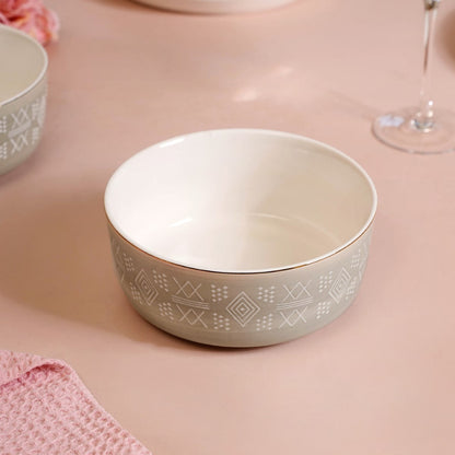 Set Of 2 Azo Serving Bowls Grey 1140ml