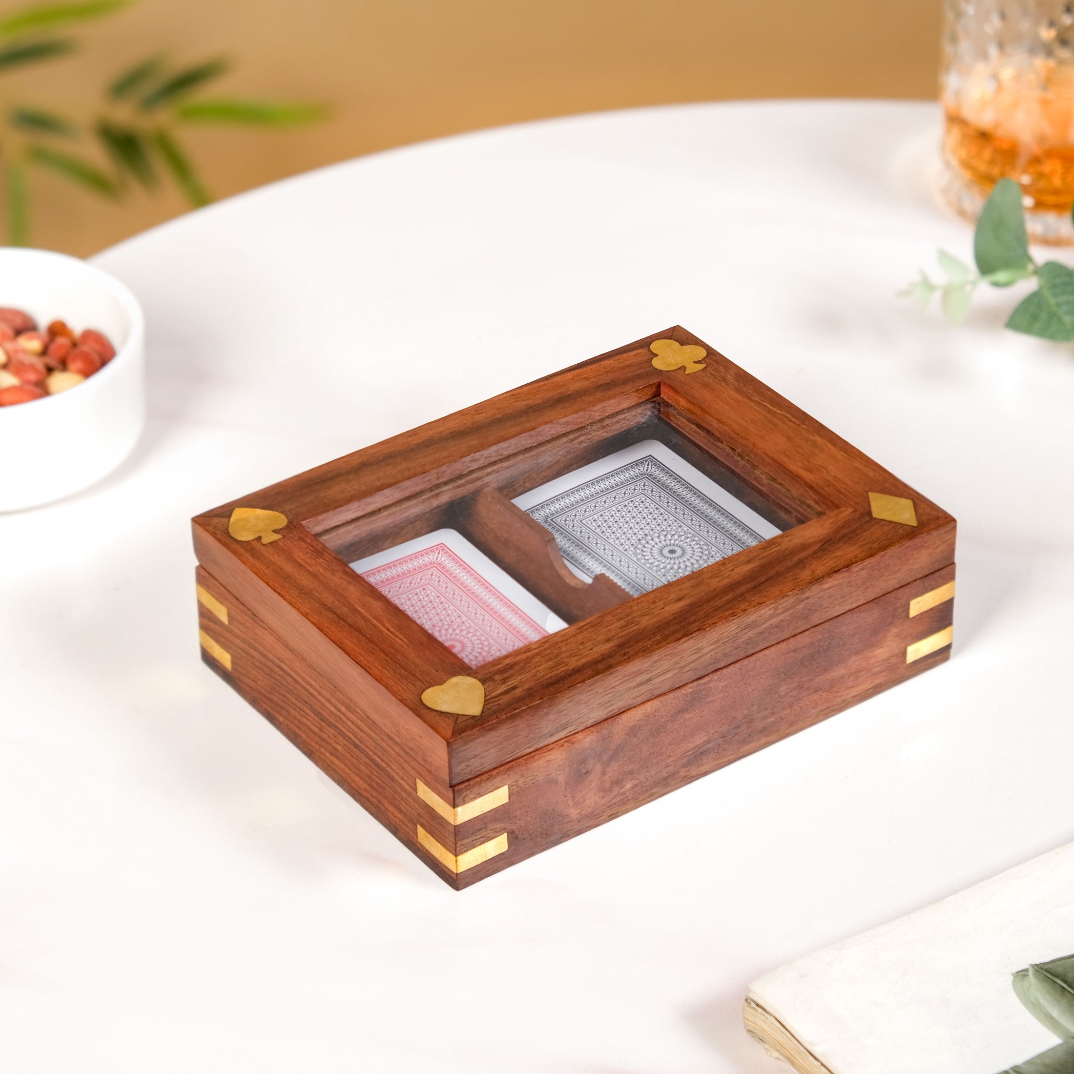 Playing Cards Set Of 2 in Wooden Display Box
