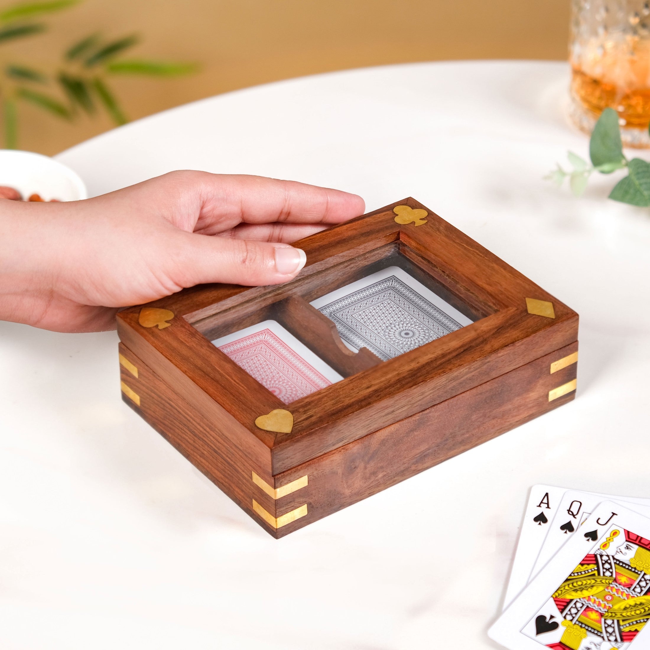 Playing Cards Set Of 2 in Wooden Display Box