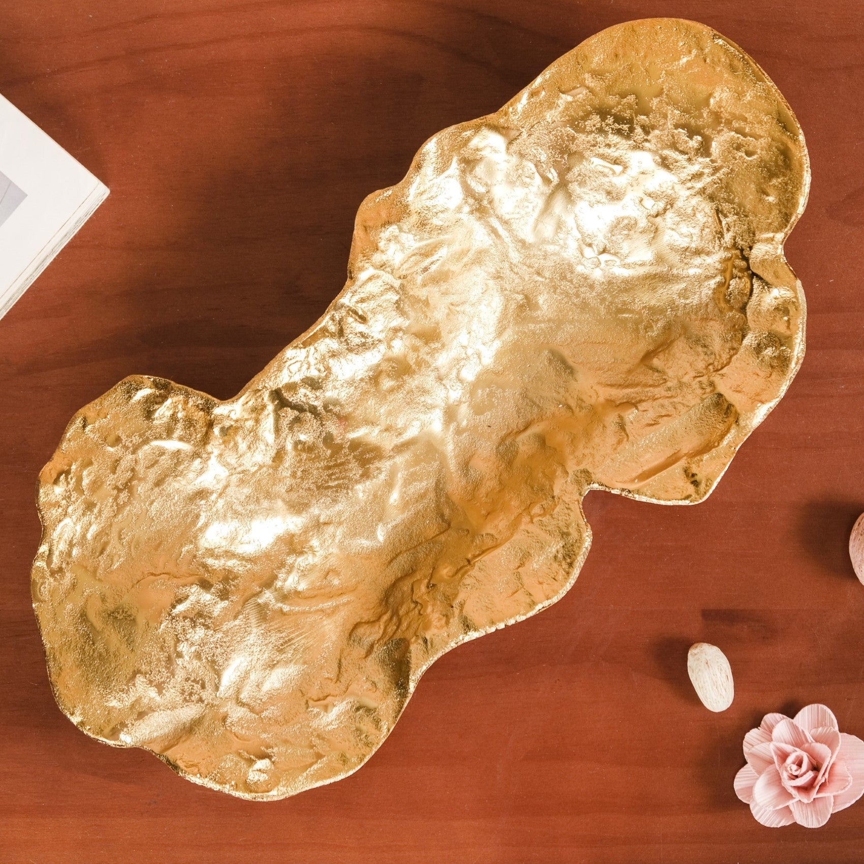 Opulent Abstract Decorative Tray Gold