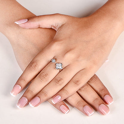 Ethereal Bloom Silver Bypass Ring