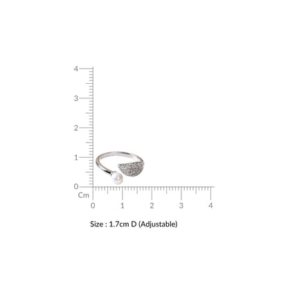 Ethereal Leaf Pearl Silver Ring