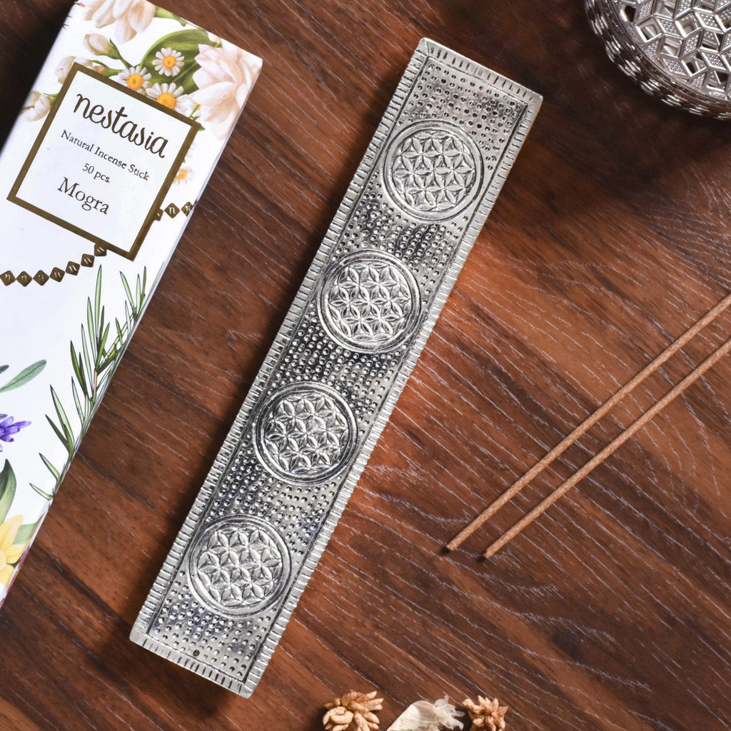Ash Catcher Metal Agarbatti Stand With Mogra Incense Sticks