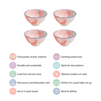 Pastel Print Ceramic Snack Bowls Set Of 4 300ml