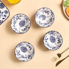 Blue Print Ceramic Snack Bowls Set Of 4 300ml