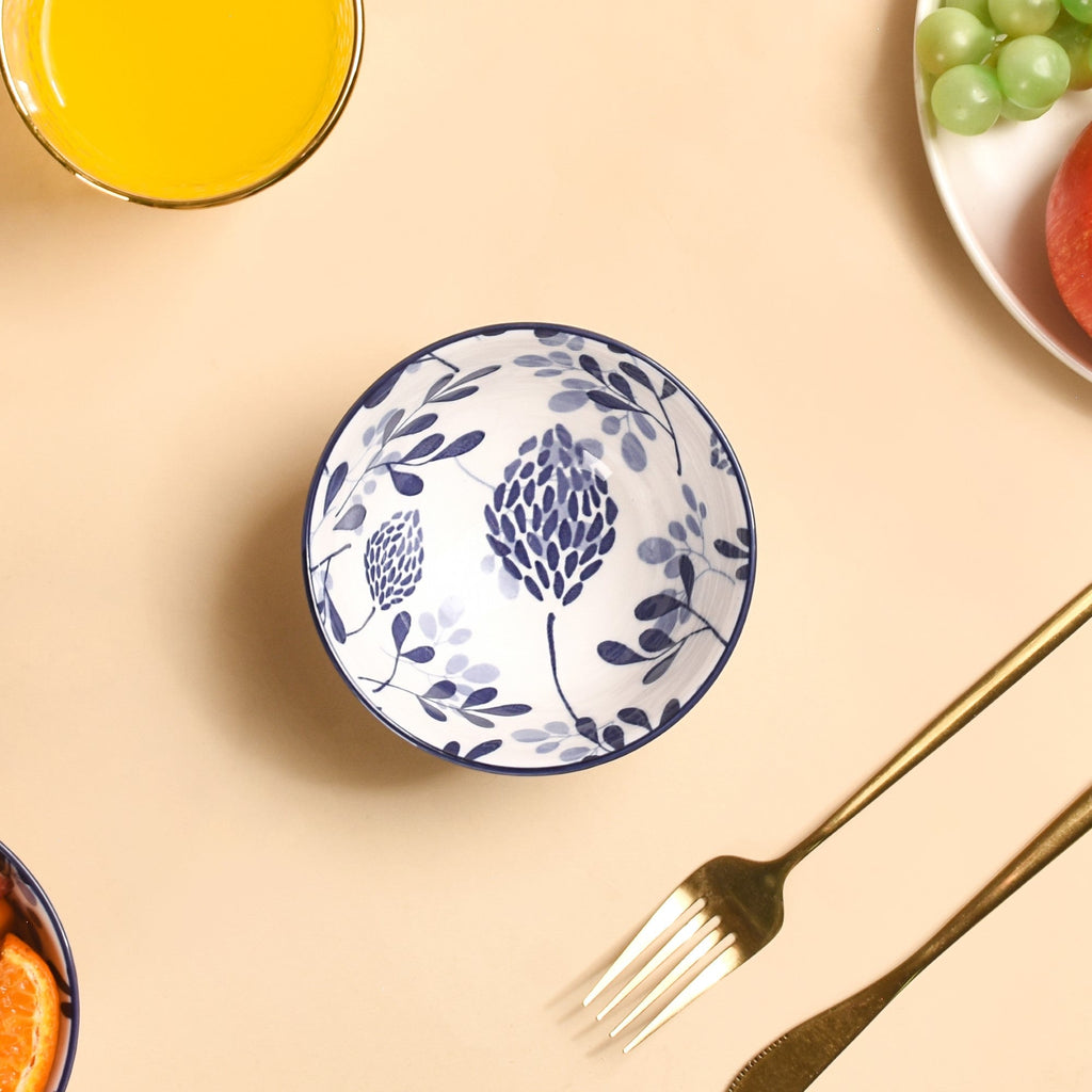 Blue Print Ceramic Snack Bowls Set Of 4 300ml