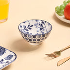 Blue Print Ceramic Snack Bowls Set Of 4 300ml