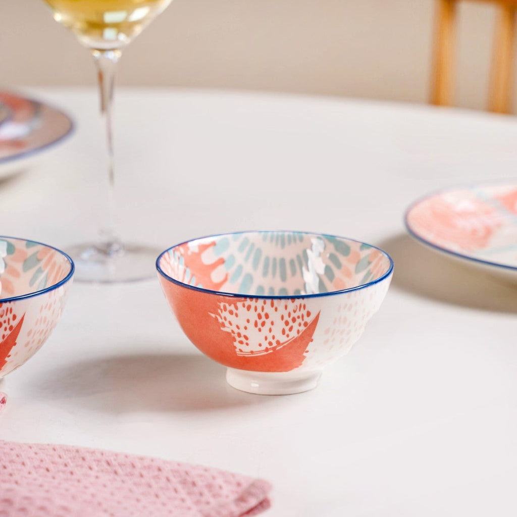 Pastel Print Ceramic Snack Bowls Set Of 4 300ml