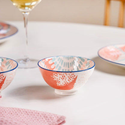 Pastel Print Ceramic Snack Bowls Set Of 4 300ml