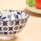 Blue Print Ceramic Snack Bowls Set Of 4 300ml