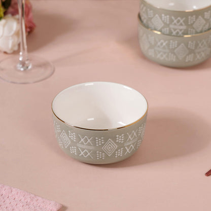 Azo Ceramic Side Snack Bowl Grey Set Of 4 340ml