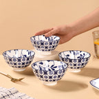 Blue Print Ceramic Snack Bowls Set Of 4 300ml