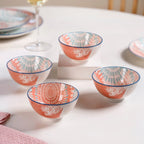 Pastel Print Ceramic Snack Bowls Set Of 4 300ml