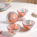 Pastel Print Ceramic Snack Bowls Set Of 4 300ml