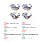 Blue Print Ceramic Snack Bowls Set Of 4 300ml