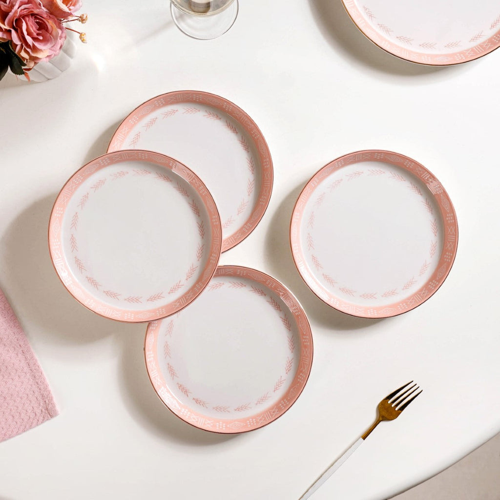 Azo Pink Ceramic Snack Plate Set Of 4 8 Inch