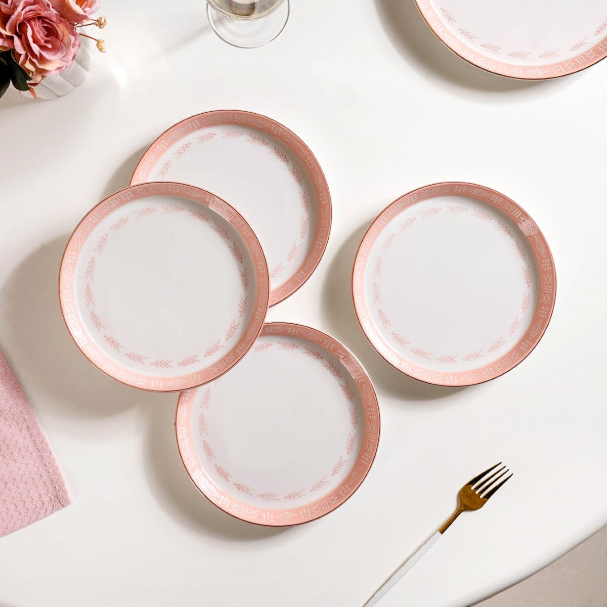 Azo Pink Ceramic Snack Plate Set Of 4 8 Inch