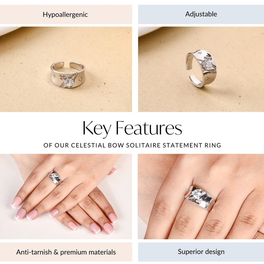 Celestial Bow Solitaire Statement Ring