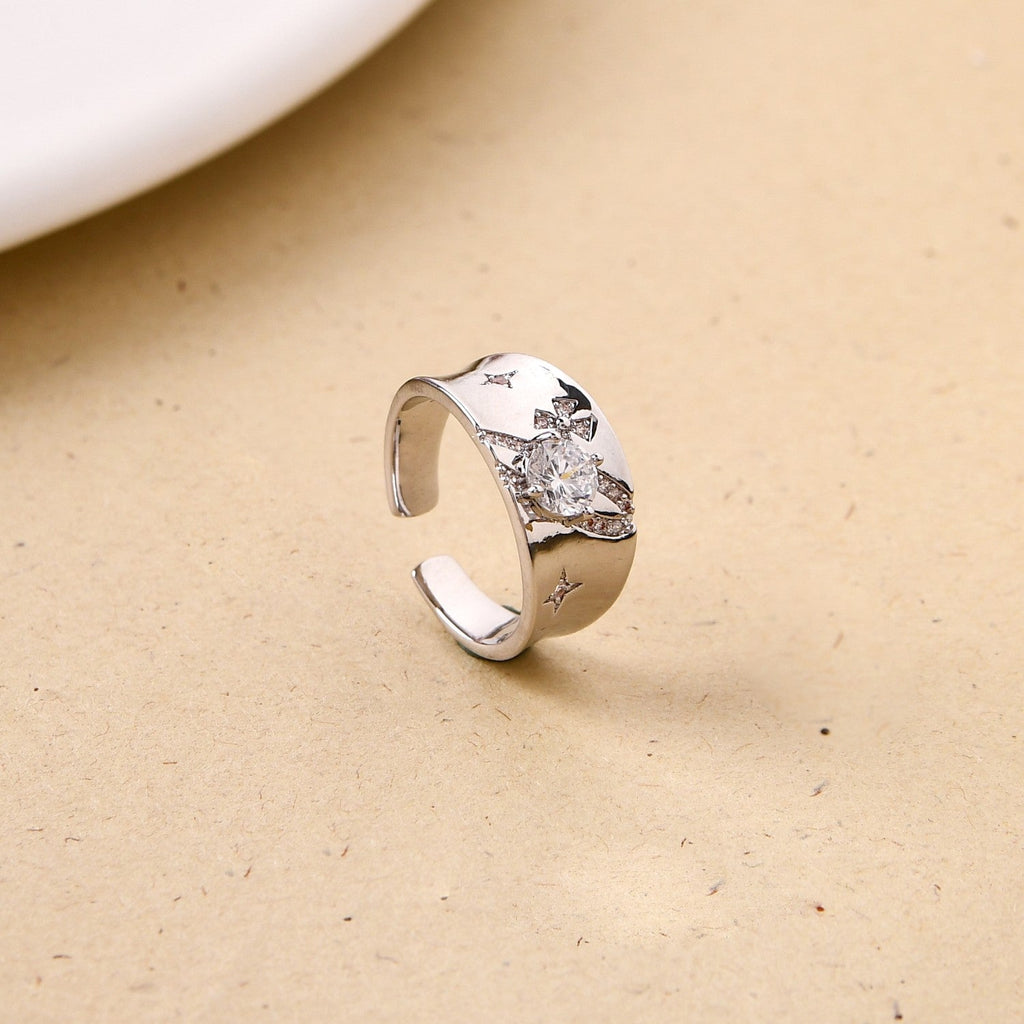Celestial Bow Solitaire Statement Ring