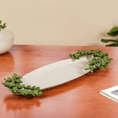 Green Garden Long Metal Decorative Tray 21x7 Inch