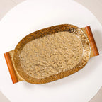 Oval Metal Tray With Wooden Handle Gold 13x8 Inch