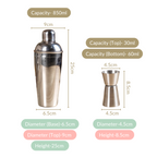 Classic Stainless Steel Peg Measure And Cocktail Shaker Set