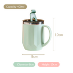 Couples Coffee Mug With Lid Set of 2 Mint Green 400ml