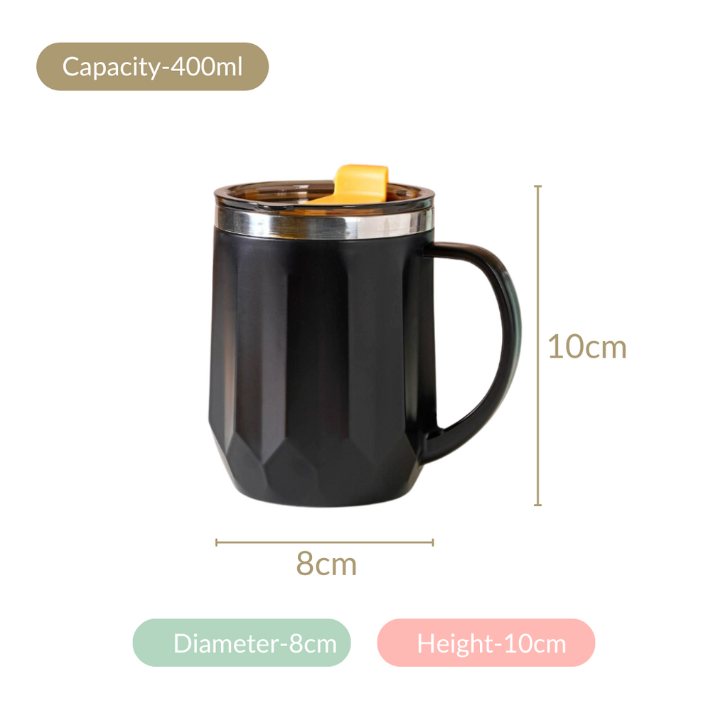 Desk Coffee Mug With Lid Set Of 2 Black 400ml