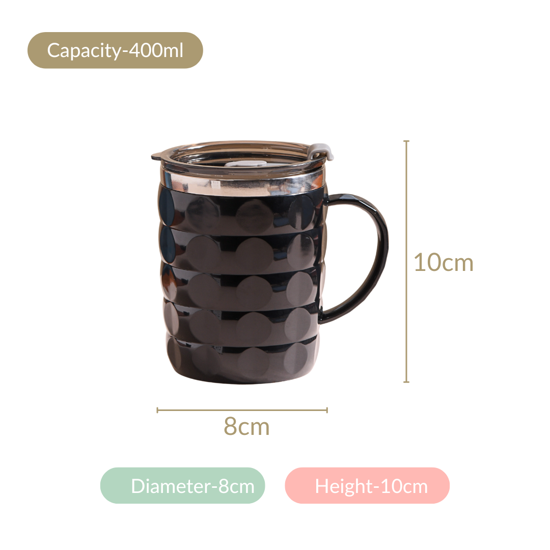 Portable Travel Mug For Couples Set Of 2 Black 400ml