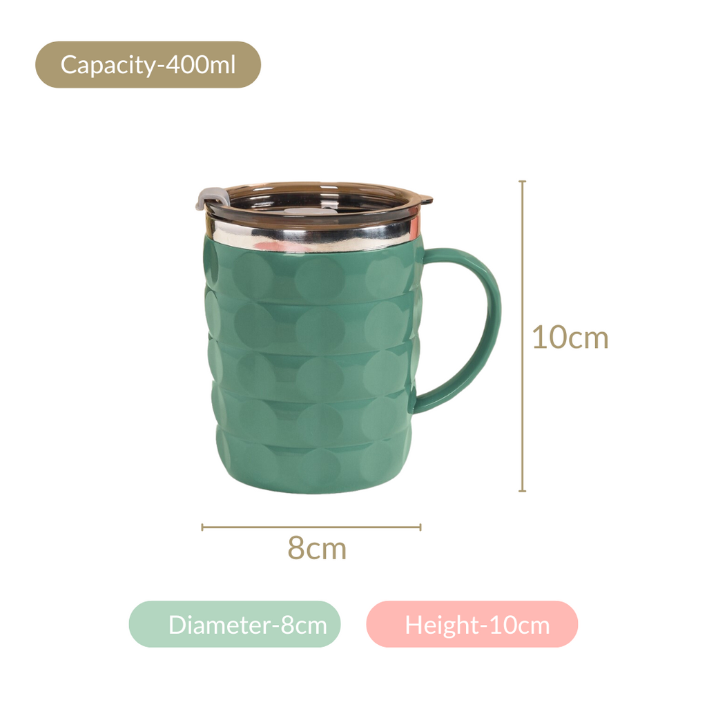 Coffee Mug With Lid Set Of 2 Green 400ml