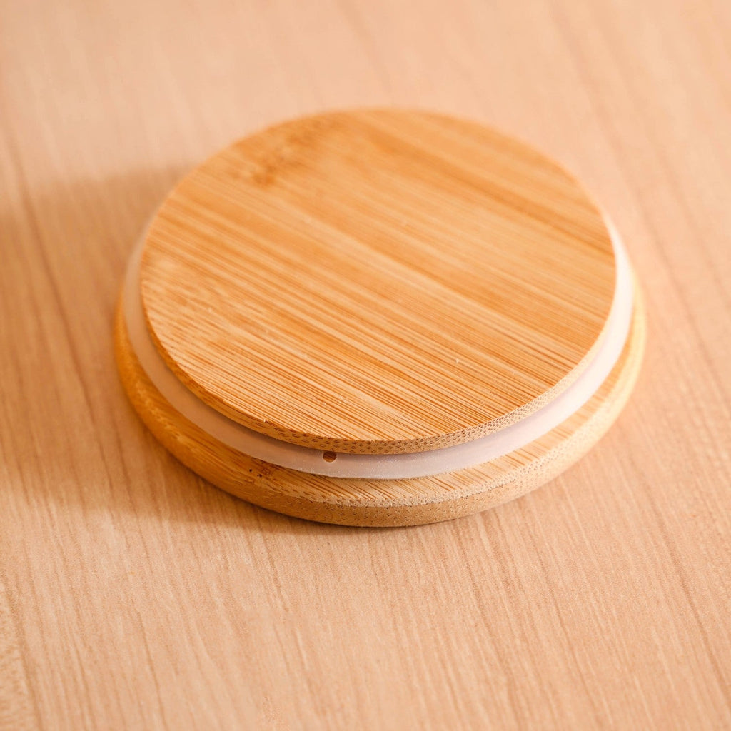 Borosilicate Airtight Glass Jar With Wooden Lid Set Of 4 Ribbed Design 610ml