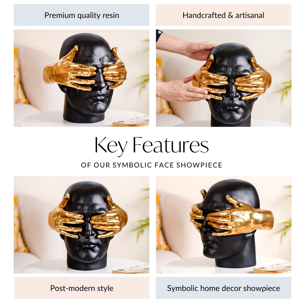 Art Face Showpiece Black And Gold