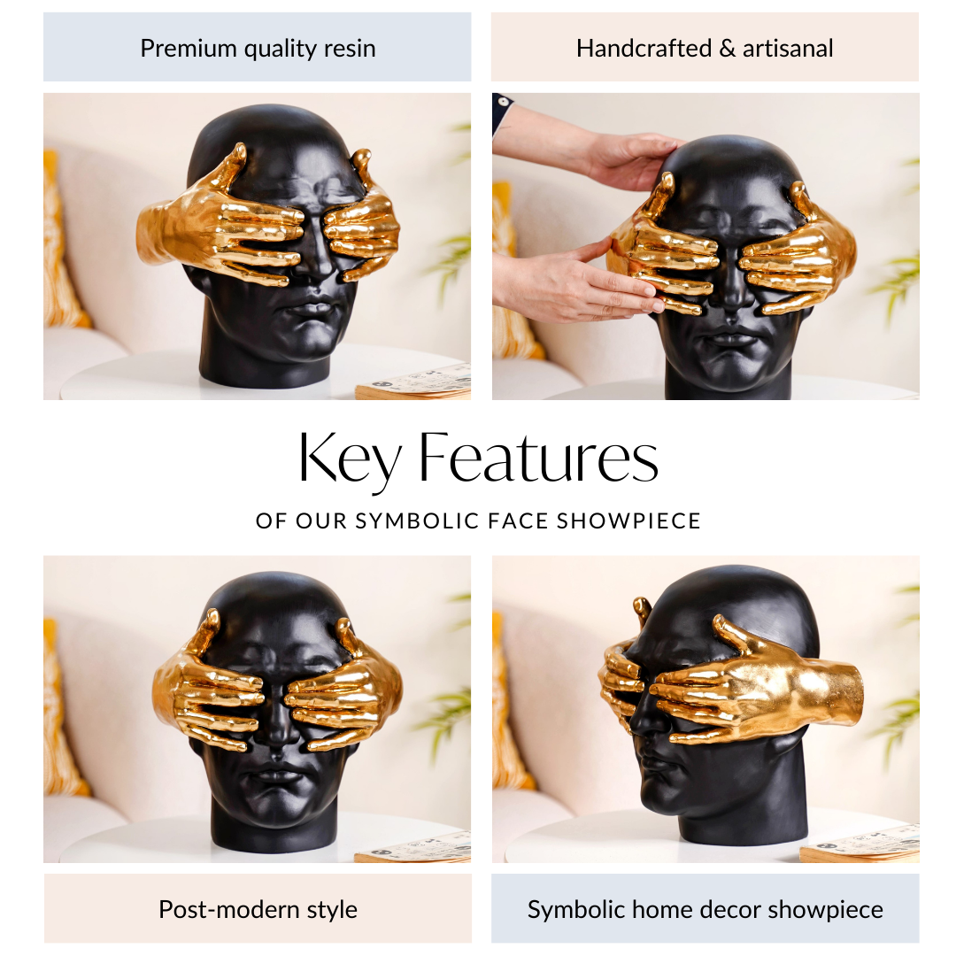 Art Face Showpiece Black And Gold