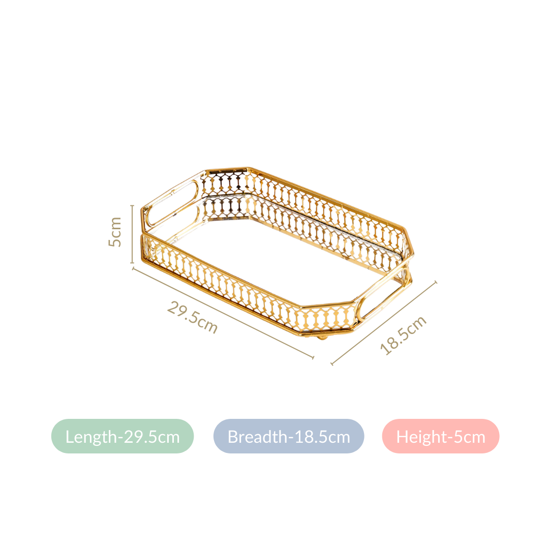 Opulent Gold Octagonal Decorative Mirror Tray