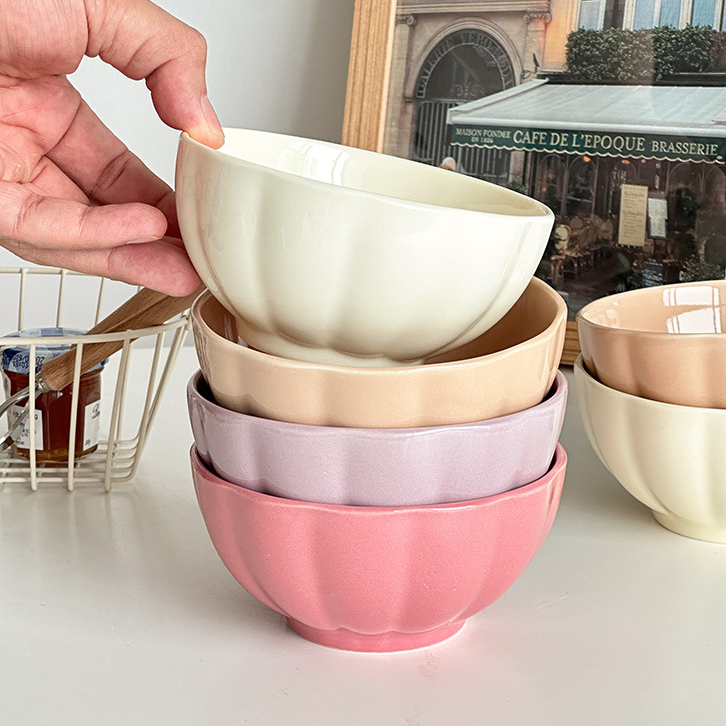 Pastel Gloss Finish Ceramic Bowl Set Of 4 310ml