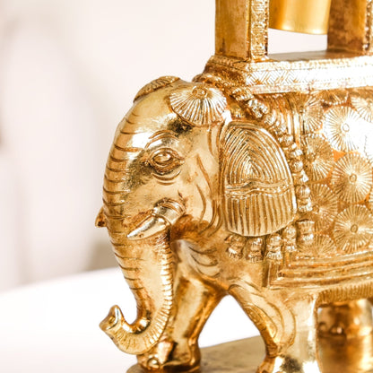 Royal Wedding Elephant With Bell Showpiece Gold