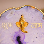 Lord Ganesh Agate Tealight Holder With Marble Base