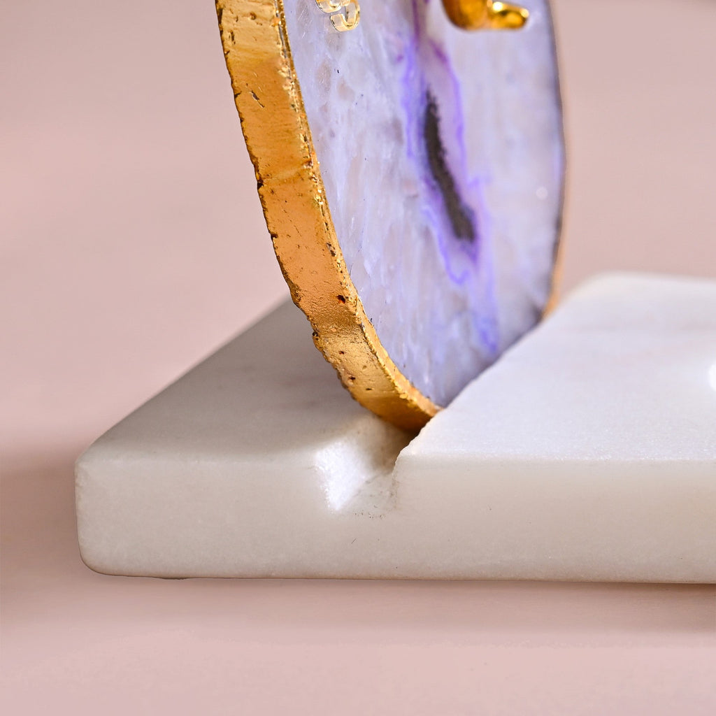 Lord Ganesh Agate Tealight Holder With Marble Base