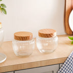 Set of 2 Glass Jars With Wooden Lid 1600ml