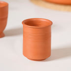 Pinstripe Textured Terracotta Glasses Set Of 4 200ml